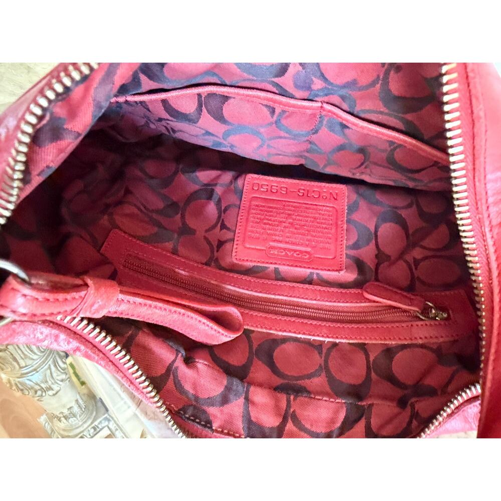 Vintage Authentic Coach Red 6950 Amanda Hobo Shoulder Bag Purse - Picture 10 of 11